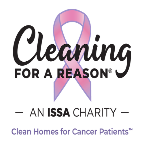 Cleaning for a Reason logo with pink ribbon, symbolizing Enovana Green Cleaning's support for cancer patients