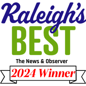 Award badge for Enovana Green Cleaning, recognized as Raleigh’s Best Home Cleaning Service of 2024 by The News & Observer.